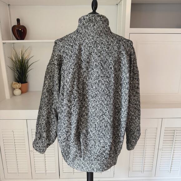 Vintage 80s 90s Deb Black White Wool Herringbone Tweed Jacket Size M/L - Picture 4 of 10
